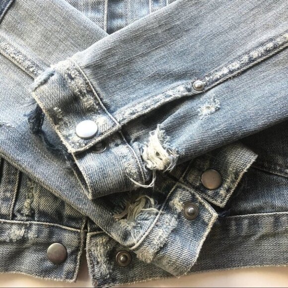 NWOT All Saints Serene Vintage Wash Patchwork Jean Jacket Size XS - Picture 10 of 13